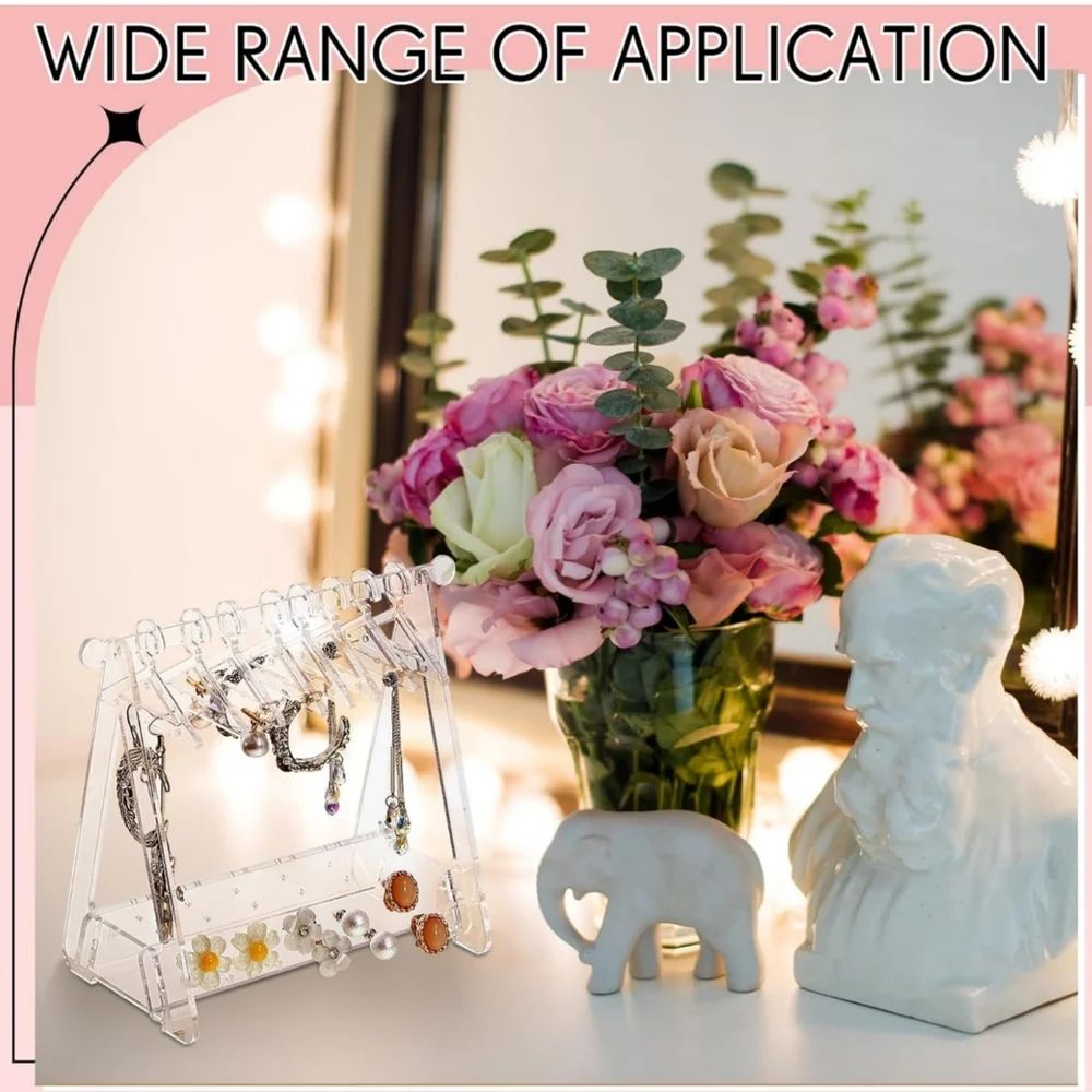 Transparent Earrings, 8 Hangers & Bottom Display